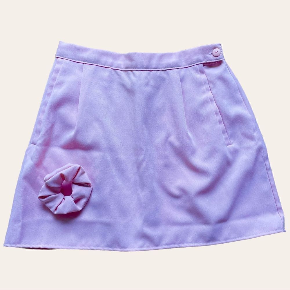 Vintage Baby Pink Avon Fashions Mini Skirt with Matching Scrunchie